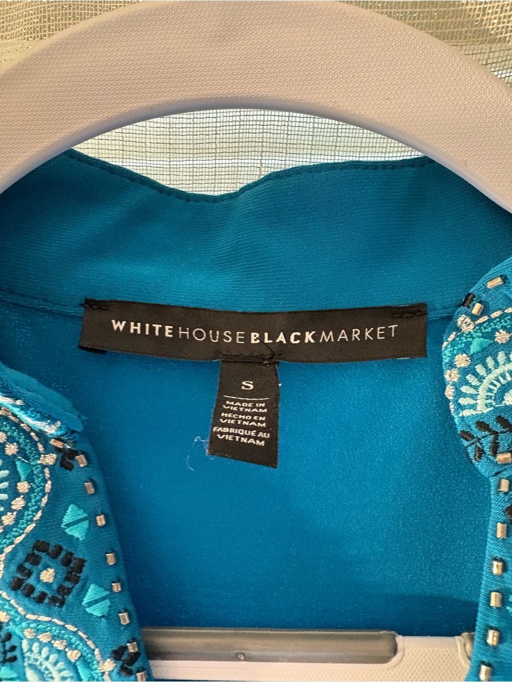 White House Black Market Teal Embellished V-Neck Dress - Picture 5 of 6